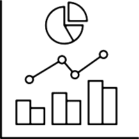 A green background with graphs and a pie chart.